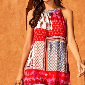 Red & White Paisley Patchwork Halter Top - Women